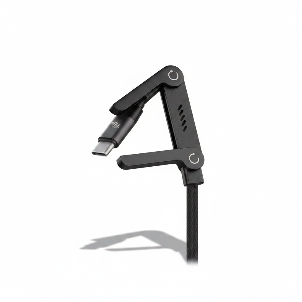 Cable USB-C 240W PD 5A con Soporte para Smartphone – Nylon Trenzado 1.5m
