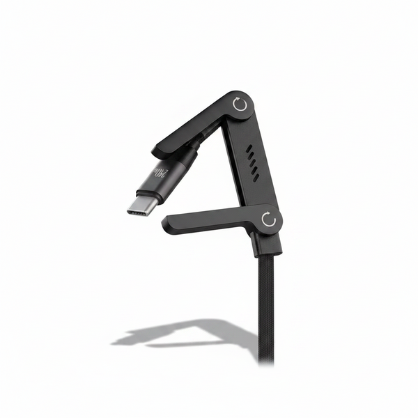 Cable USB-C 240W PD 5A con Soporte para Smartphone – Nylon Trenzado 1.5m