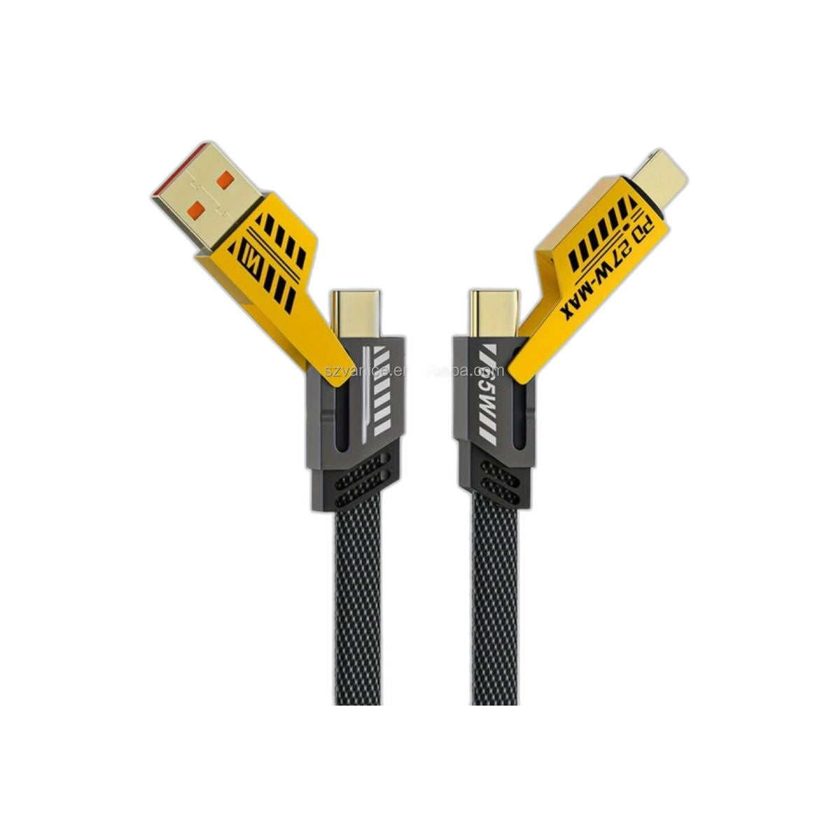 Cable de carga rapida 4 en 1 de 60W aleacion de zinc cordon trenzado multiconector USB-C Lightning