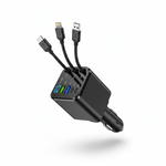 Cargador de Auto 7 en 1 – 180W, Cables Retráctiles PD/QC 3.0 y Pantalla LED