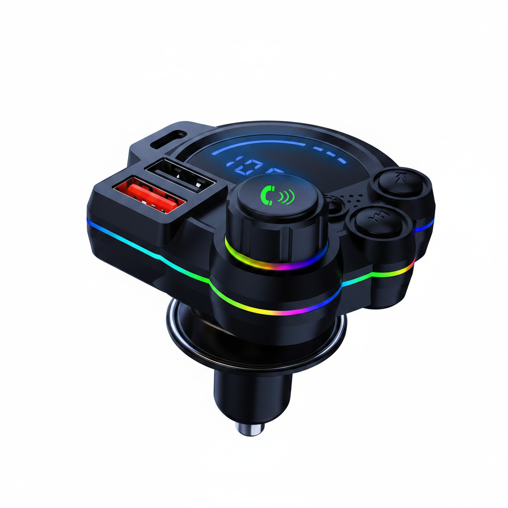 Transmisor FM Bluetooth YIXIN – Audio Hi-Fi, Carga Rápida Dual y Luces RGB