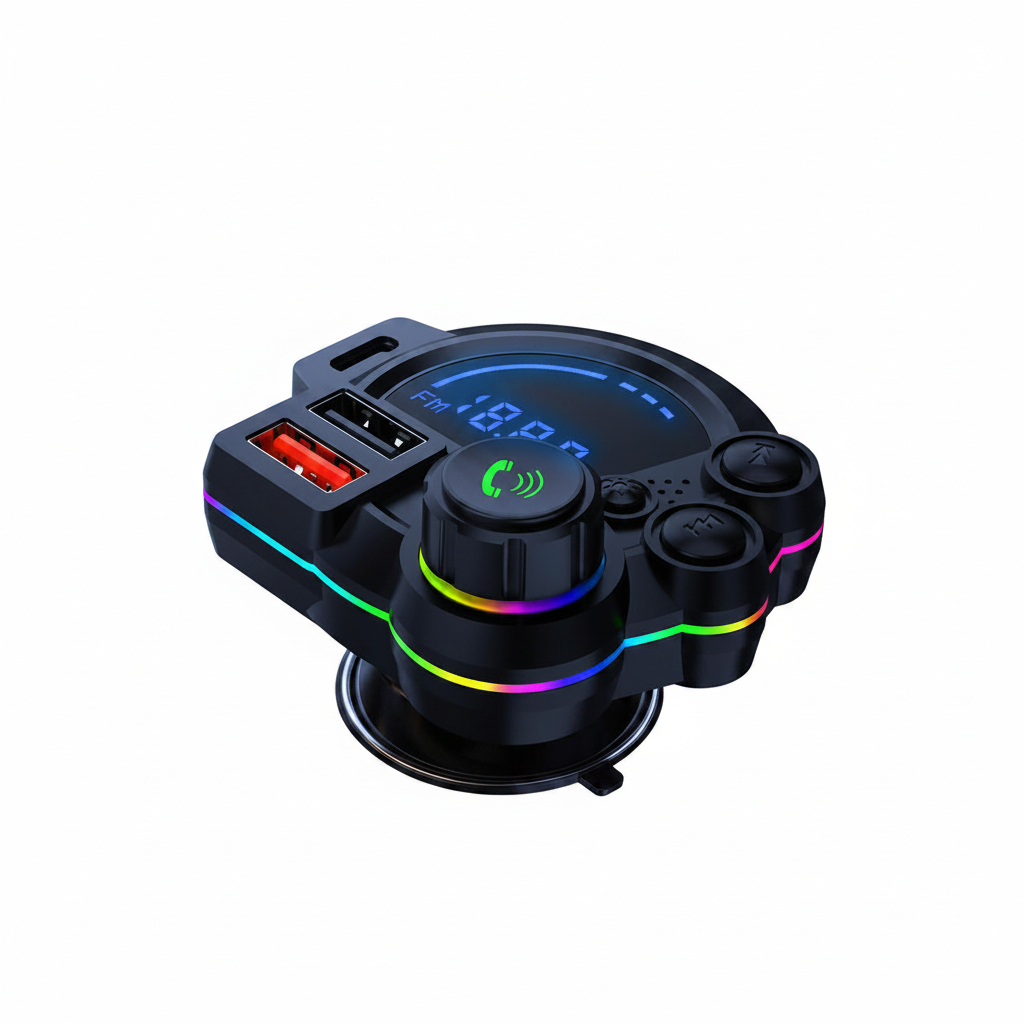 Transmisor FM Bluetooth YIXIN – Audio Hi-Fi, Carga Rápida Dual y Luces RGB